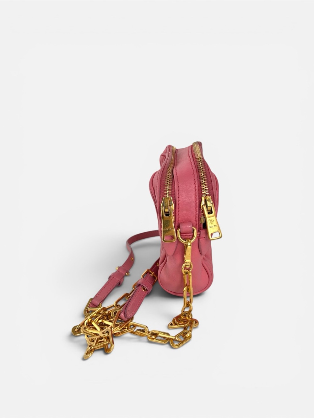 Miu Miu Rose Pink Matelassé Crossbody with Gold Chain - Picture 4 of 13